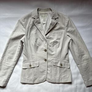 Banana Republic Cream Classic Womens Blazer Size 6 Cotton Pockets Office Work
